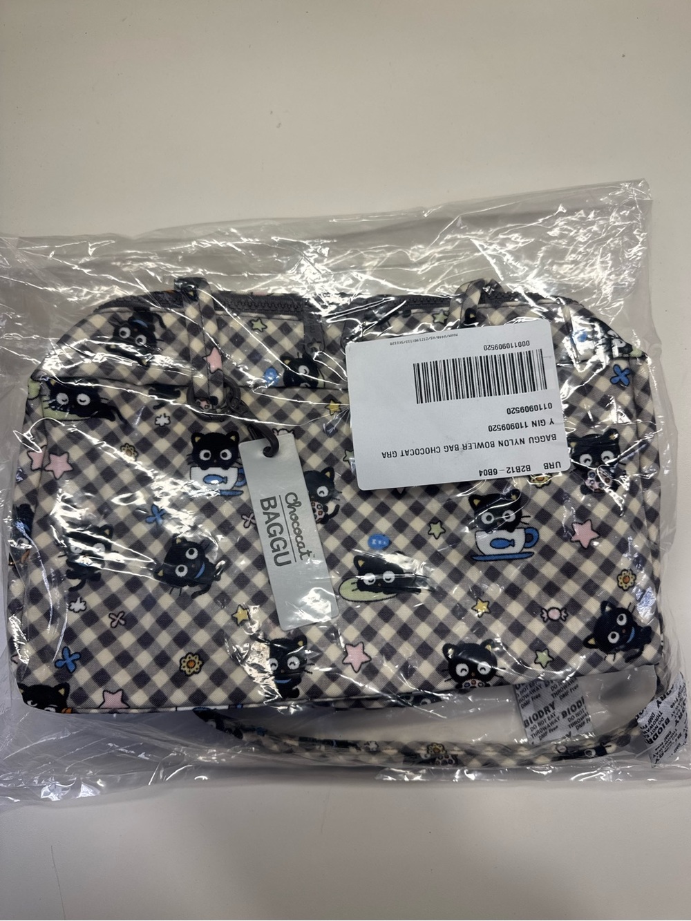 BAGGU CHOCOCAT Gray Gingham Bowler Bag - UO Exclusive